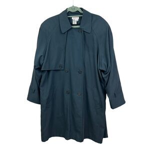 Vintage Talbots Womens Trench Coat Double Breasted Lined Pockets Green Size 12*